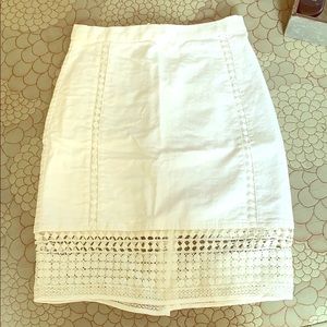 J. Crew eyelet pencil skirt in white, size 00P